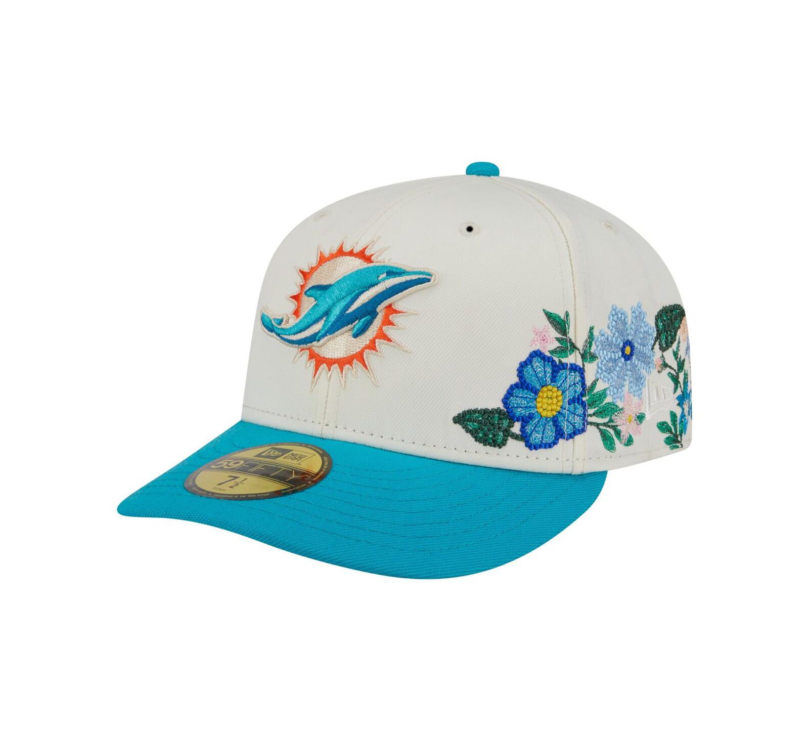 Мужская кепка New Era Miami Dolphins Tonal Floral 59FIFTY, Cream/Aqua