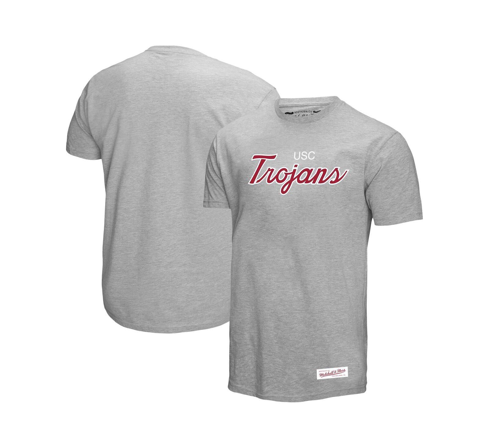Мужская серая футболка Mitchell & Ness USC Trojans Elite Script