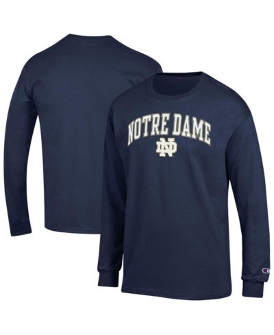 Мужская футболка Champion с длинным рукавом и логотипом Notre Dame Fighting Irish темно-синего цвета