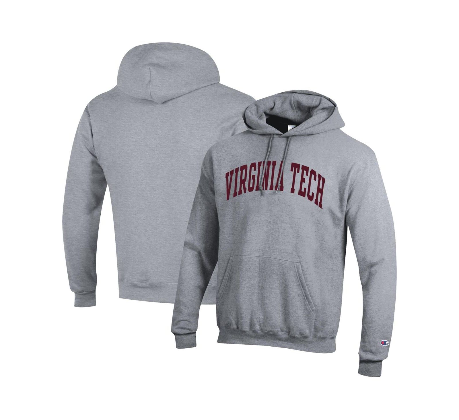 Champion Men's Heather Gray Virginia Tech Hokies Basic Arch Fleece Pullover Hoodie