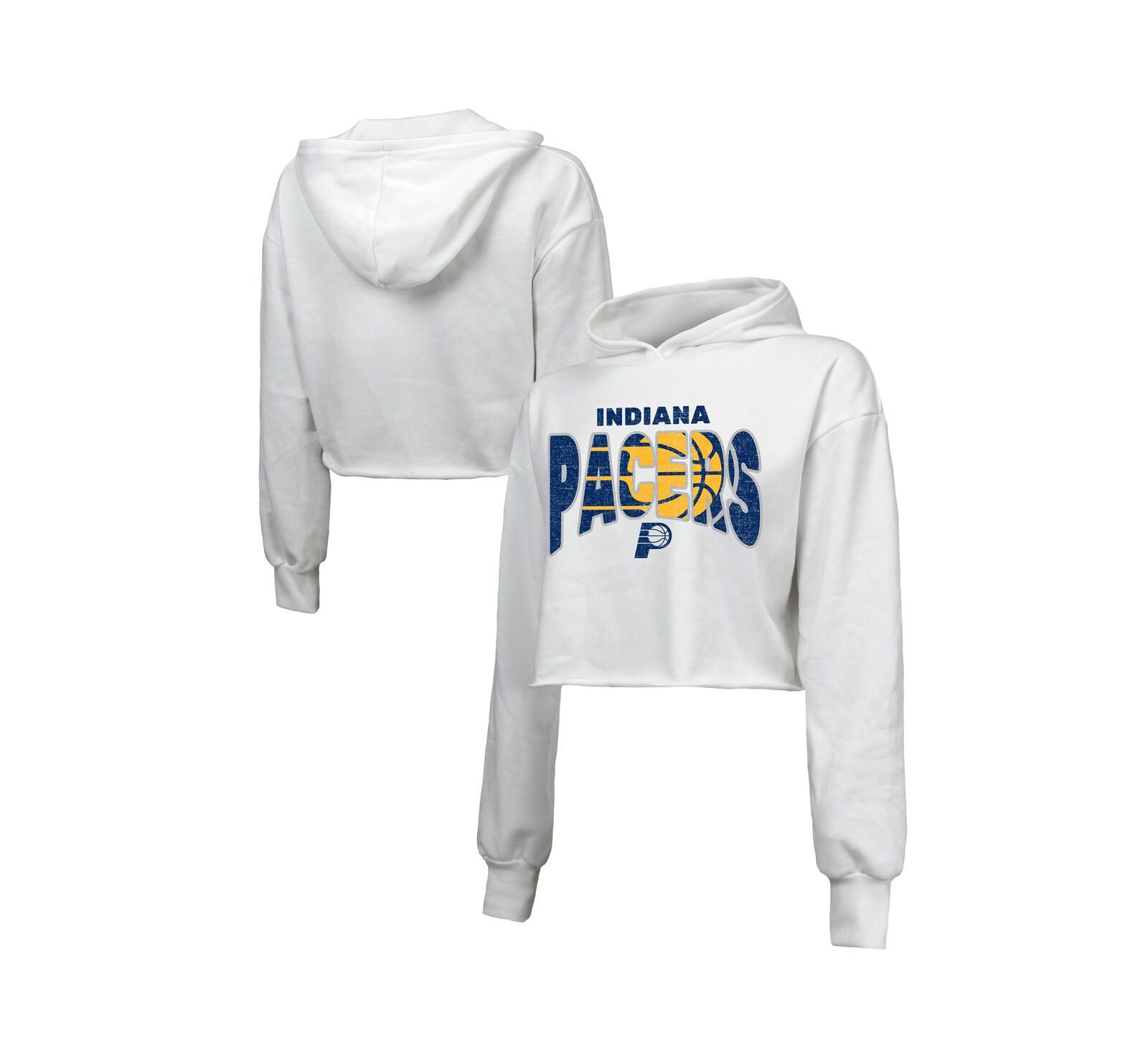 Женское укороченное худи Majestic White Indiana Pacers Tri-Blend Cropped Pullover