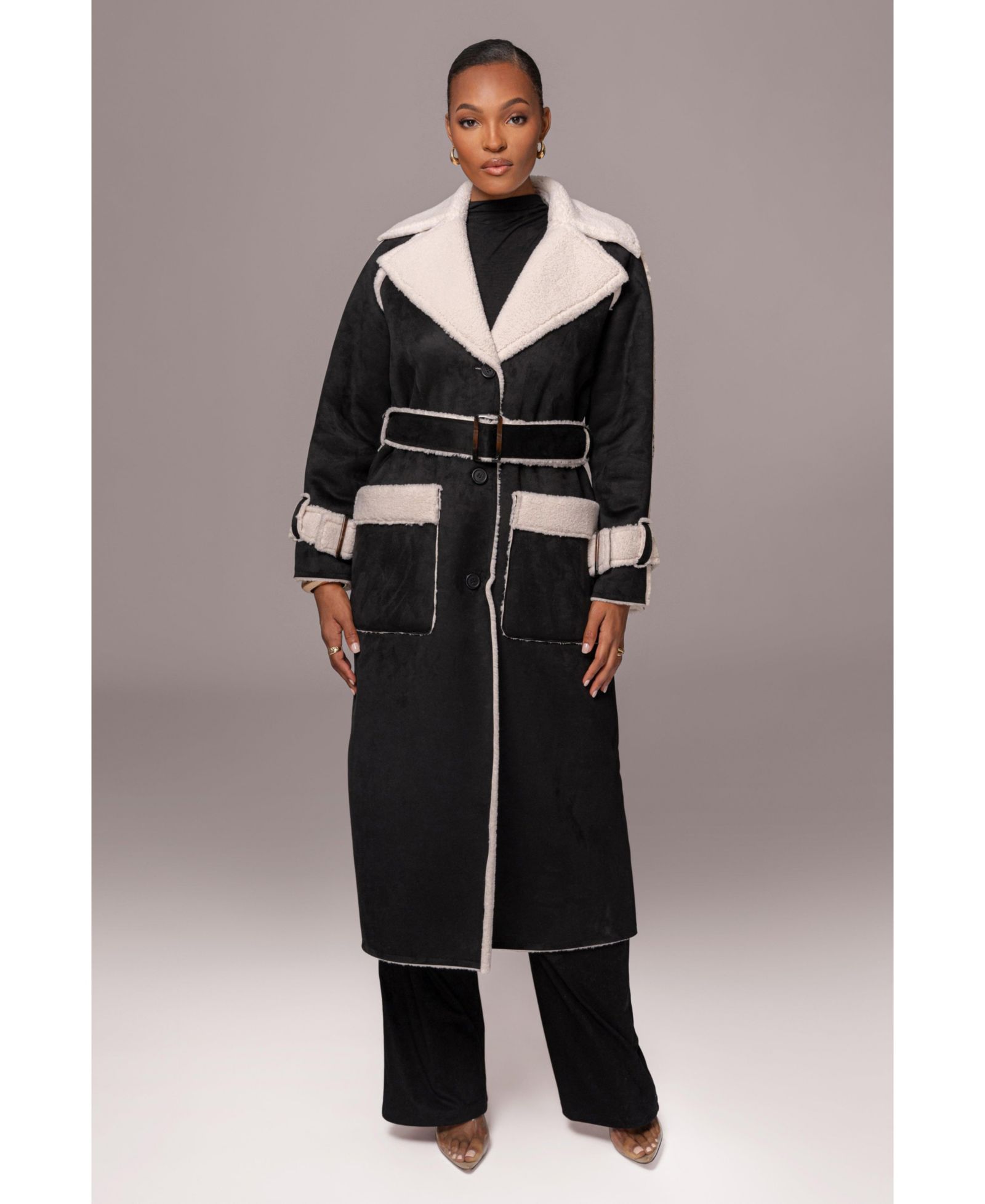 JLUXLABEL Women's Suede And Sherpa Reversible Coat