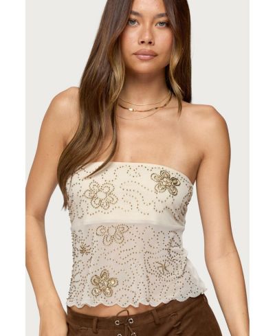 Женский топ Edikted Astra Beaded Sheer Strapless