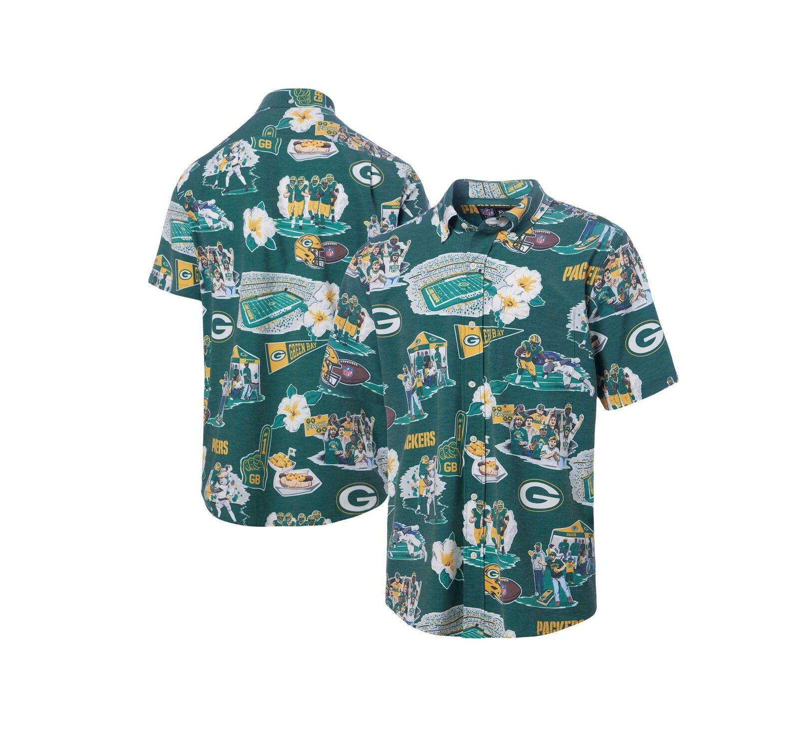 Мужская рубашка Reyn Spooner Green Green Bay Packers Scenic Button-Down