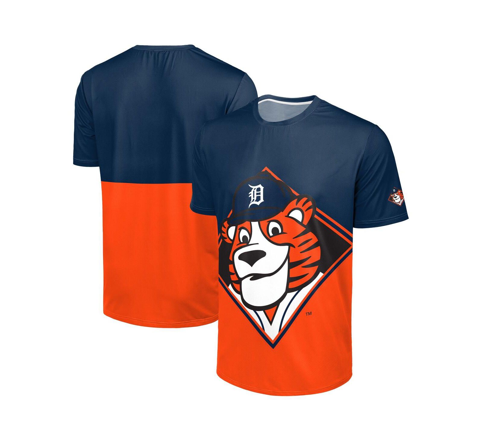 Мужская футболка FOCO Navy/Orange Detroit Tigers с большим логотипом маскота