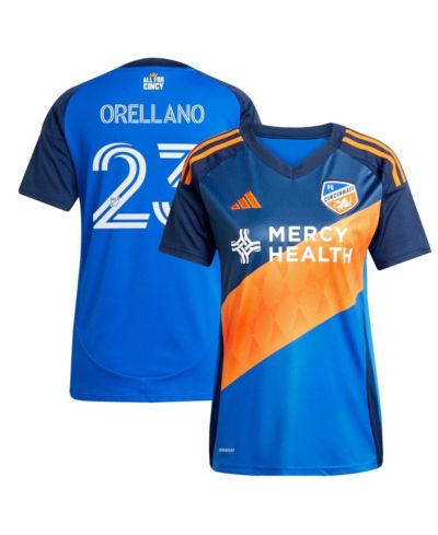 Женская джерси Adidas Luca Orellano Blue FC Cincinnati 2025 Orange and Blue Legacy Kit Replica Player