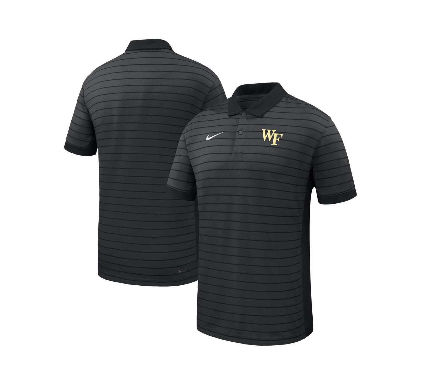 Nike Men's Black Wake Forest Demon Deacons 2025 Early Season Coaches Sideline Victory Stripe Performance Polo Shirt