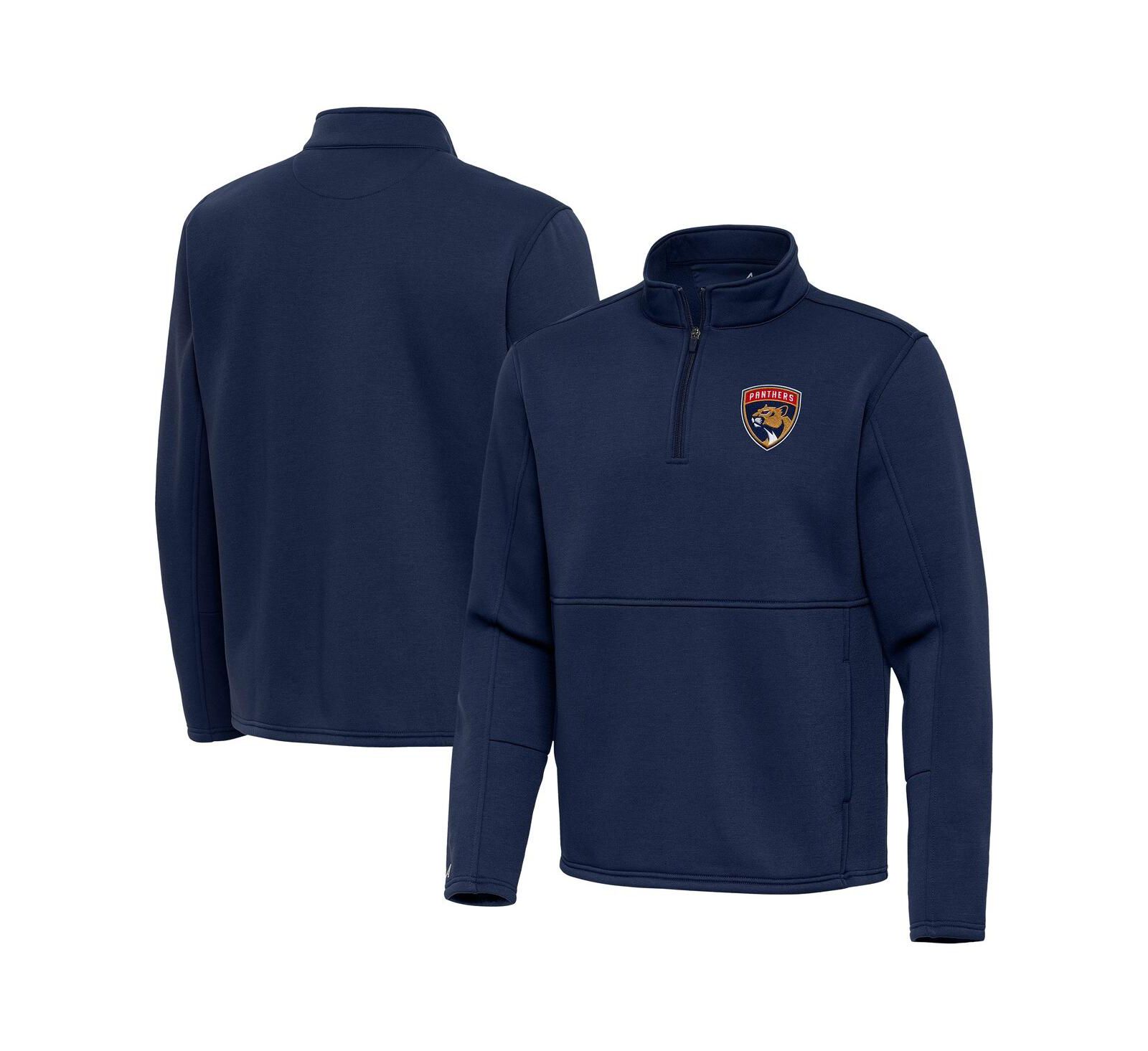 Antigua Men's Navy Florida Panthers Twist Quarter-Zip Pullover Jacket
