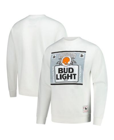Мужское свитшот Mitchell & Ness x Bud Light White Cleveland Browns The Crest Pullover