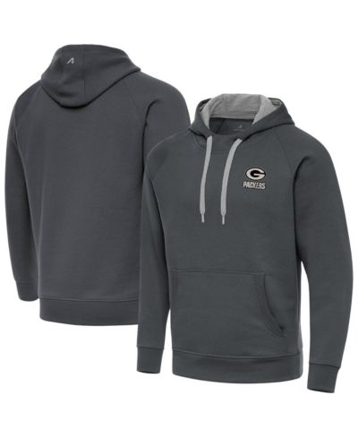 Antigua Men's Charcoal Green Bay Packers Brushed Carbon Victory Pullover Hoodie