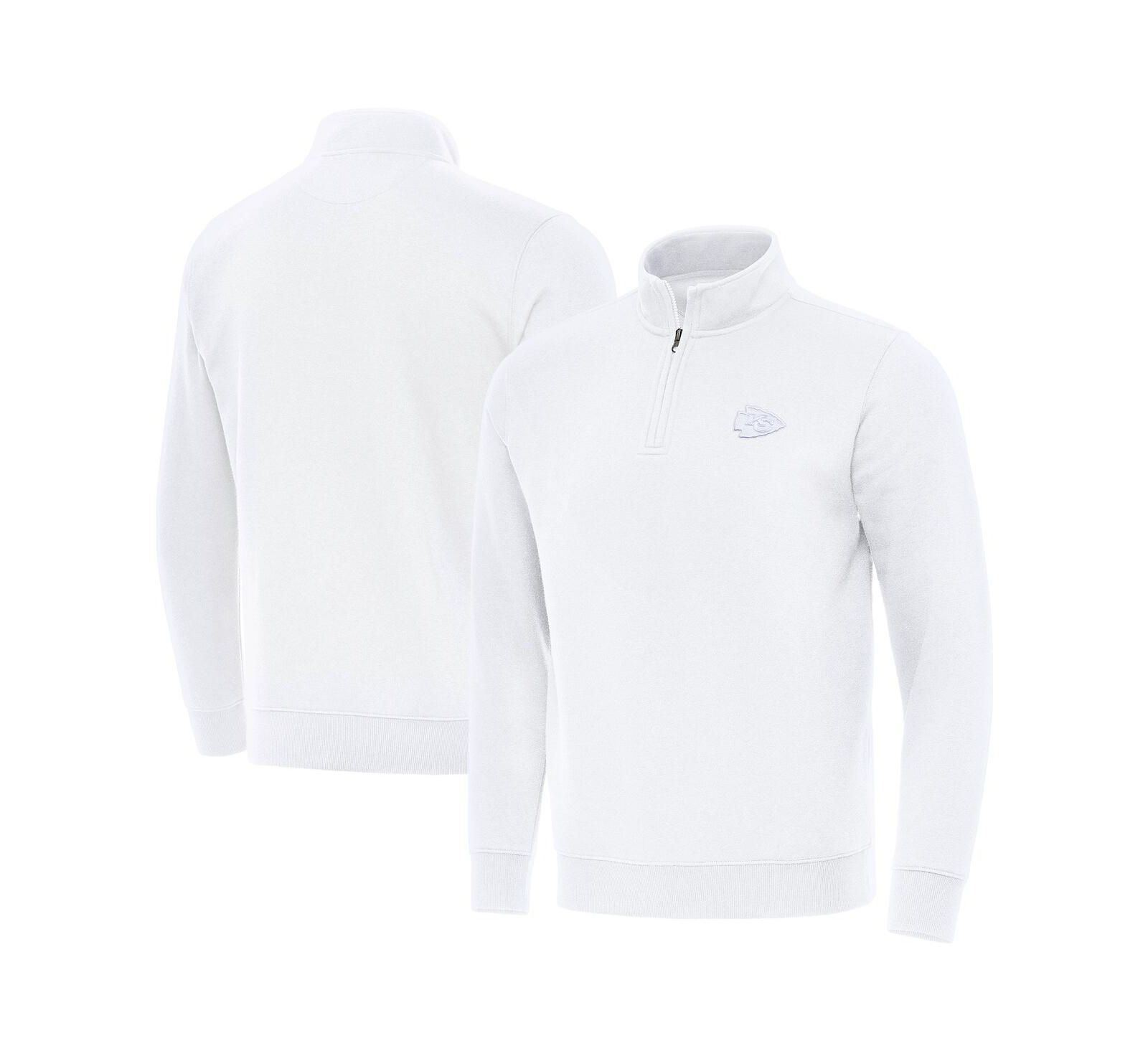 Мужская толстовка Antigua White Kansas City Chiefs Victory Quarter-Zip