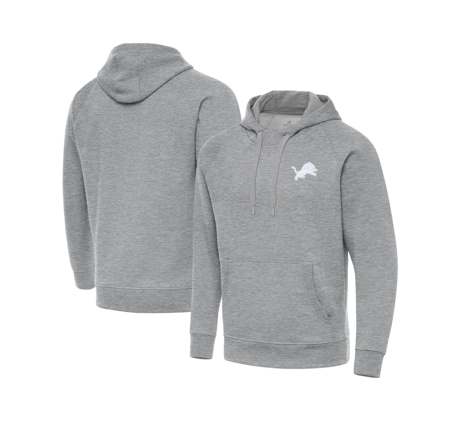 Antigua Men's Heather Gray Detroit Lions Victory Pullover Hoodie