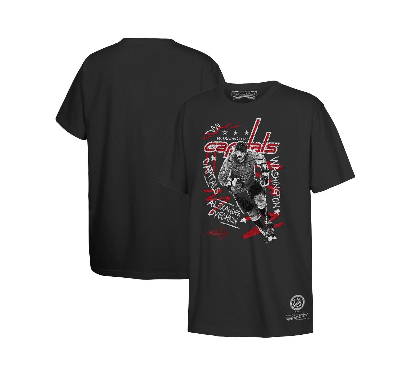 Футболка Mitchell & Ness Big Boy's and Girl's Alexander Ovechkin Black Washington Capitals Chalked Up