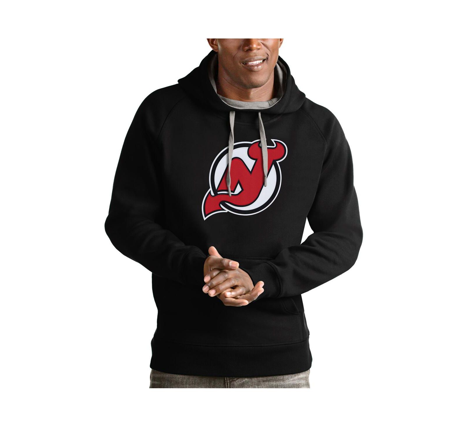 Мужское худи Antigua Black New Jersey Devils Logo Victory Pullover