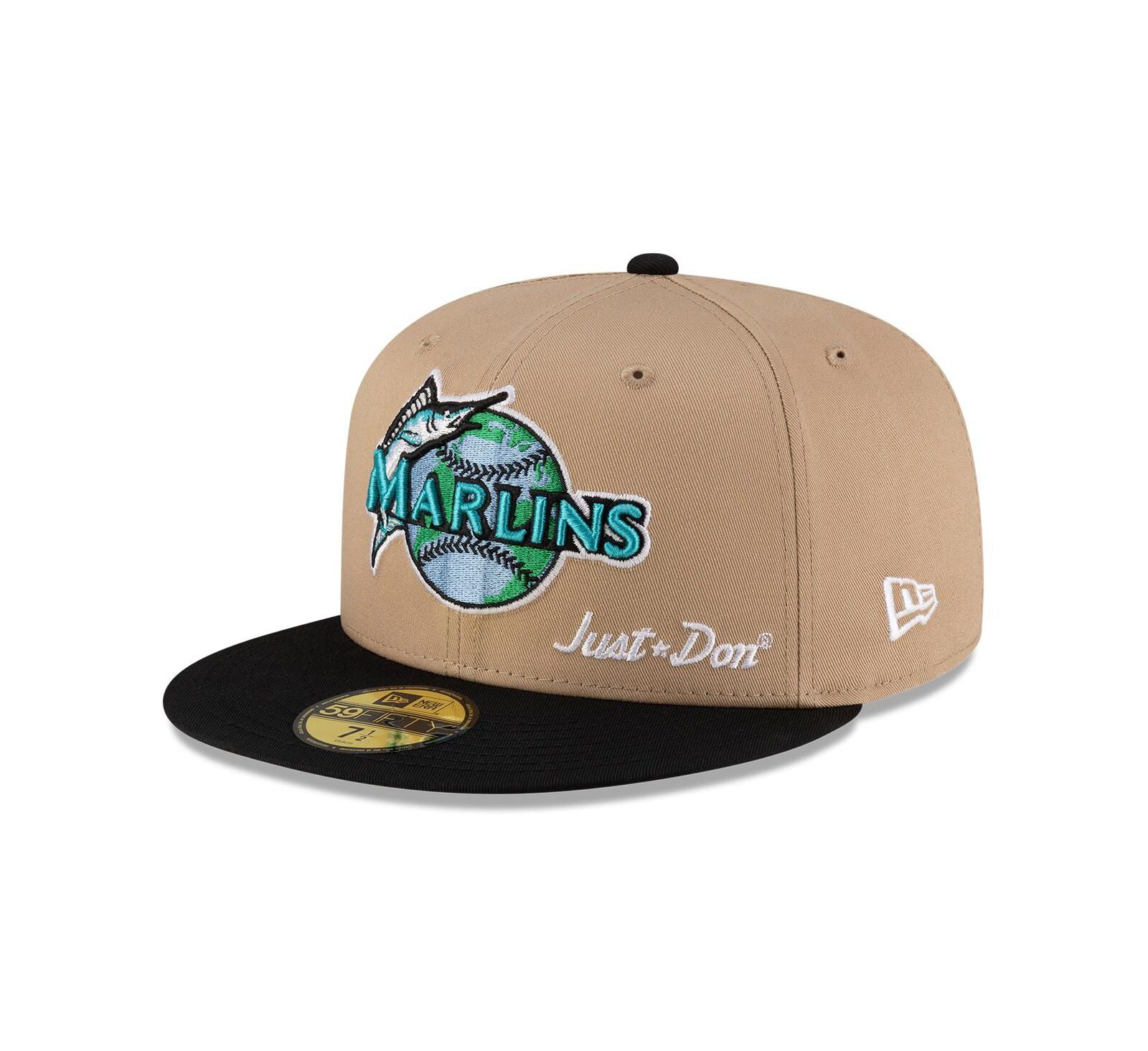 New Era x Just Don Men's Light Beige/Black Florida Marlins Just Don x Earth Day 59FIFTY Fitted Hat