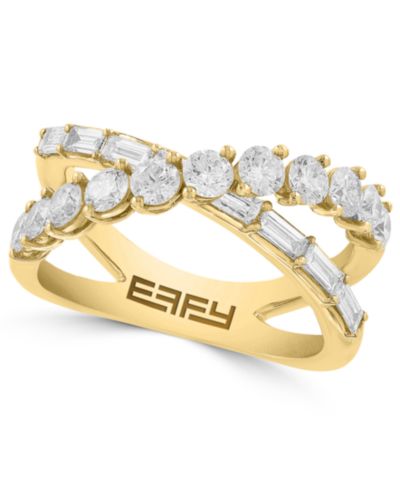 Кольцо EFFY® Lab Grown Diamond Crisscross в 14k Yellow Gold (1-3/8 ct. t.w.)