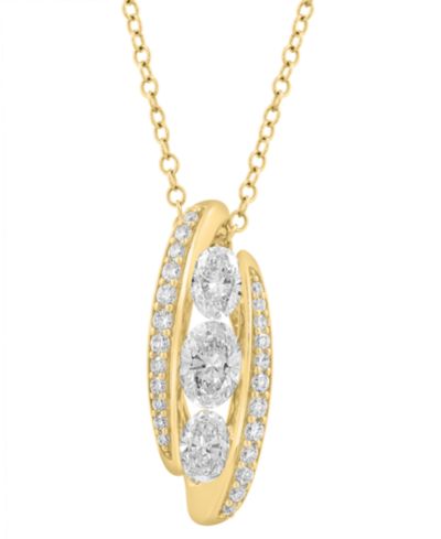 EFFY® Lab Grown Diamond Pendant Necklace (7/8 ct. t.w.) in 14k Yellow Gold, 17" + 1" extender