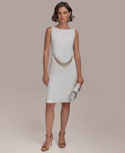 Женское платье-футляр Donna Karan New York без рукавов с поясом-цепочкой