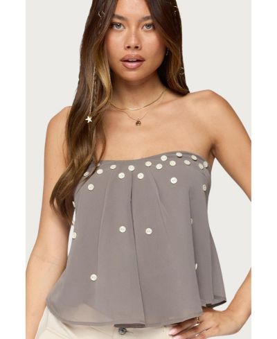 Edikted Женский шифоновый топ без бретелек Lenie Babydoll