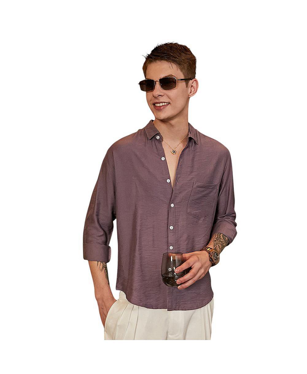 Мужская рубашка Campus Sutra Grape Purple Breezy Wrinked Relaxed