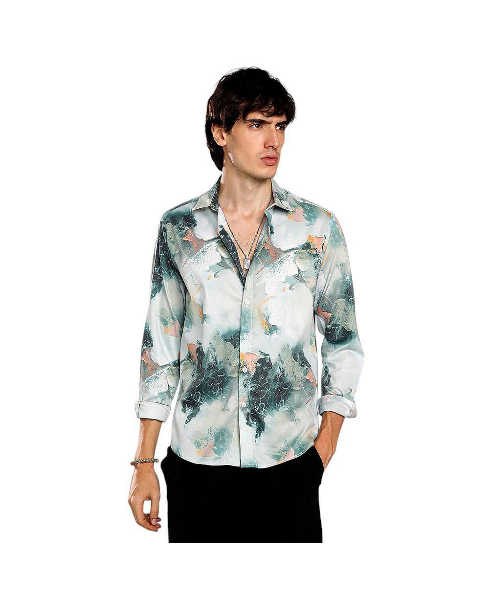 Campus Sutra Мужская рубашка Jungle Green Faded Bloom