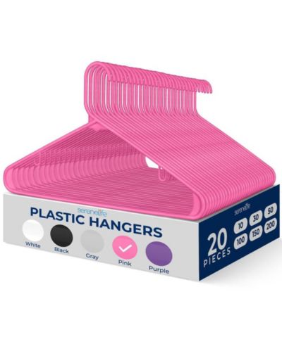 SereneLife 20 Pcs. Plastic Hangers Non-Slip Sturdy Heavy Duty Coat Set с 360° Swivel Hook
