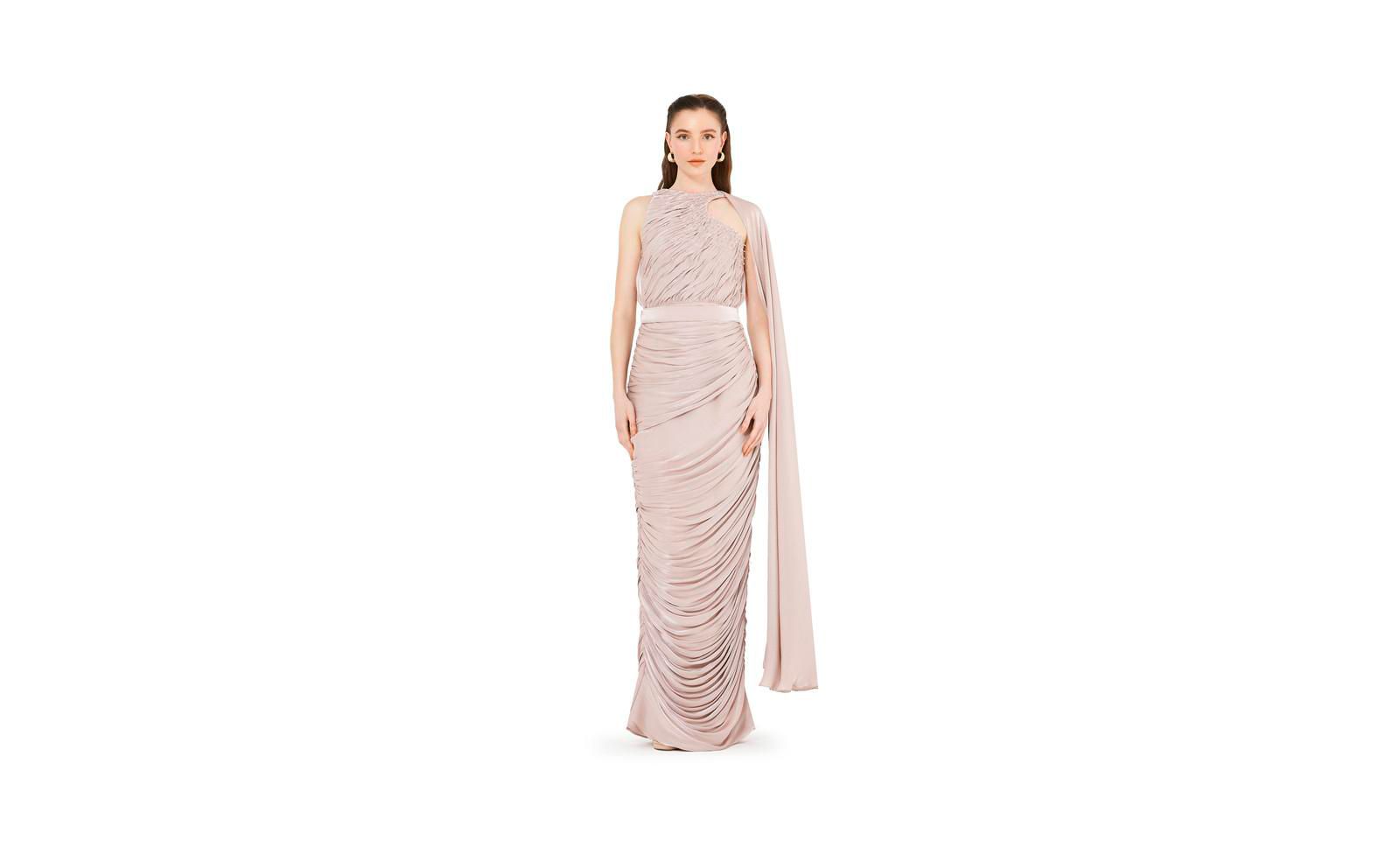 AMRI платье Asymmetric Cutout Ruched с одним рукавом-кейпом