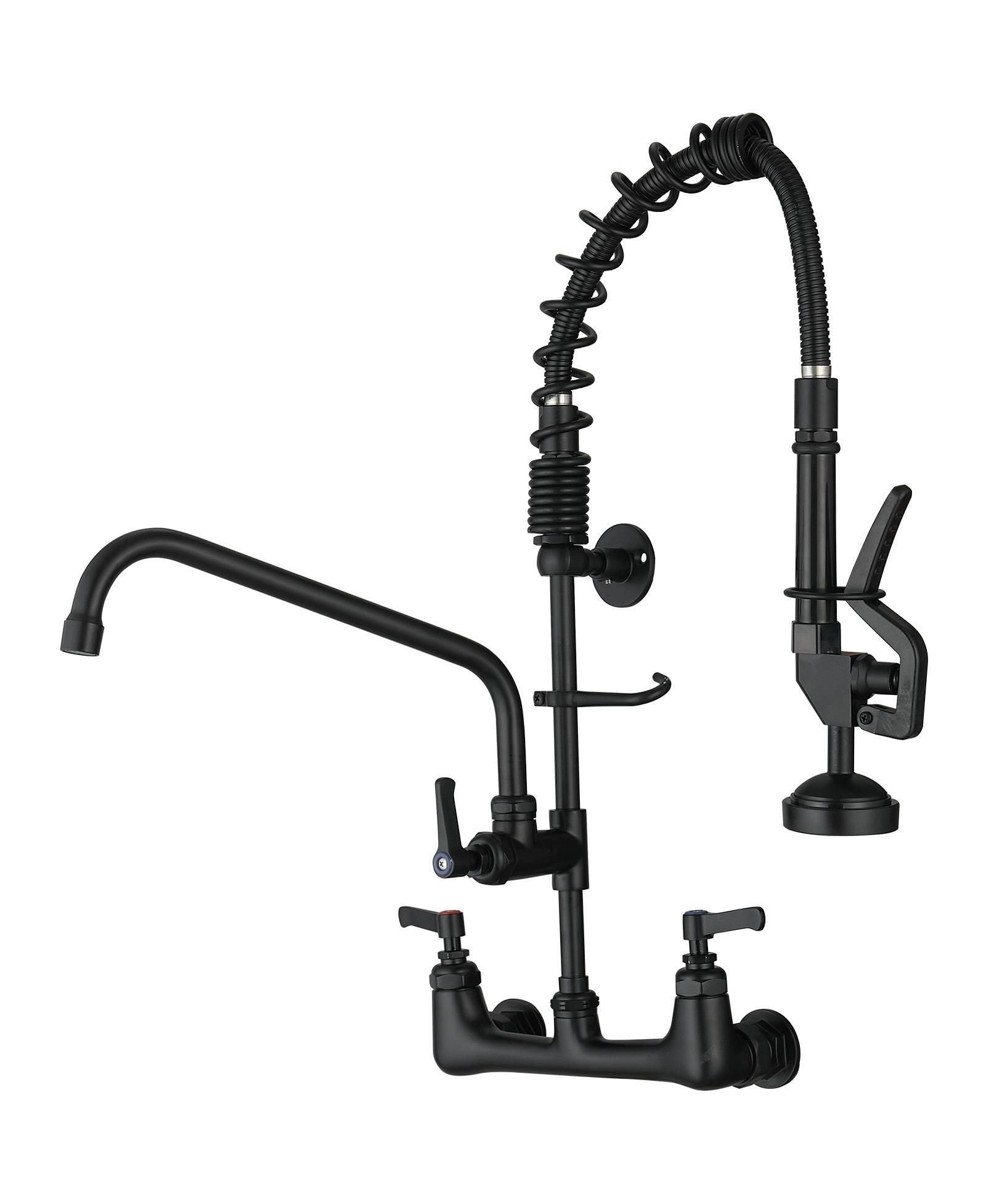 Greenspring Commercial Restaurant Pull Down 2-Handle Wall Mount Pre-Rinse Spray Utility Kitchen Faucet in Polished Chrome