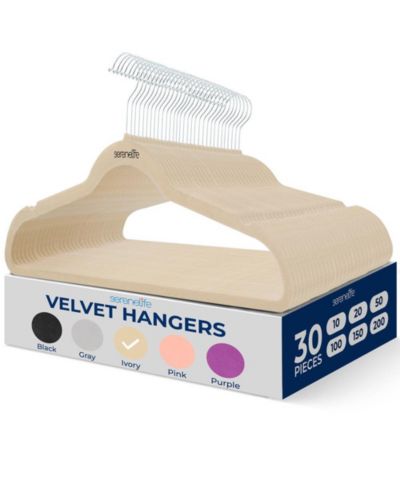 Набор велюровых вешалок SereneLife 30 Pieces Non-Slip Sturdy Heavy Duty с поворотом на 360°