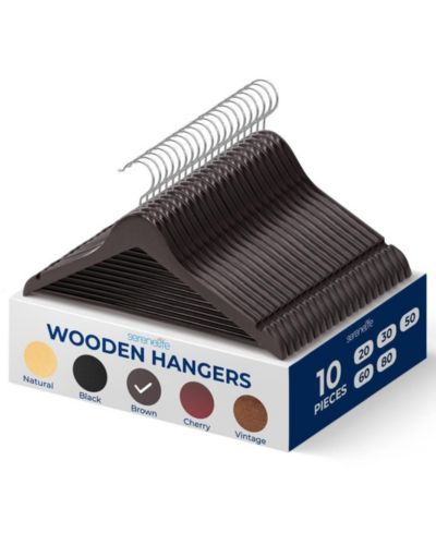 SereneLife комплект деревянных вешалок 10 шт. Brown