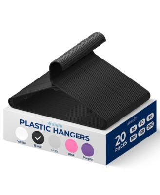 SereneLife 20 Pcs. Plastic Hangers - Non-Slip, Sturdy, and Heavy Duty Coat Set with 360° Swivel Hook for Clothes (Black)