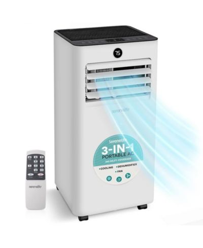 Портативный кондиционер SereneLife - 8000 BTU (ASHRAE) компактный охлаждающий блок с комплектом для установки на окно для дома (белый)