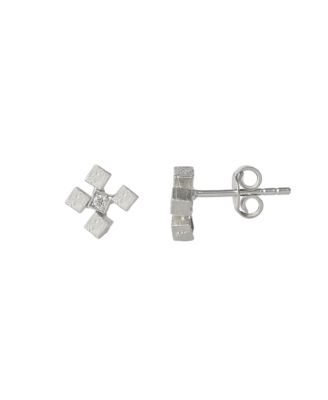 Серьги-гвоздики Spero London Four Cube Blocks из натурального текстурированного стерлингового серебра