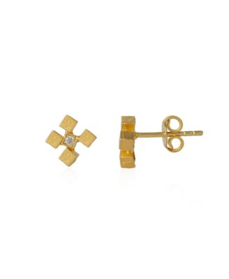 Серьги-гвоздики Spero London Four Cube Blocks из натурального текстурированного стерлингового серебра
