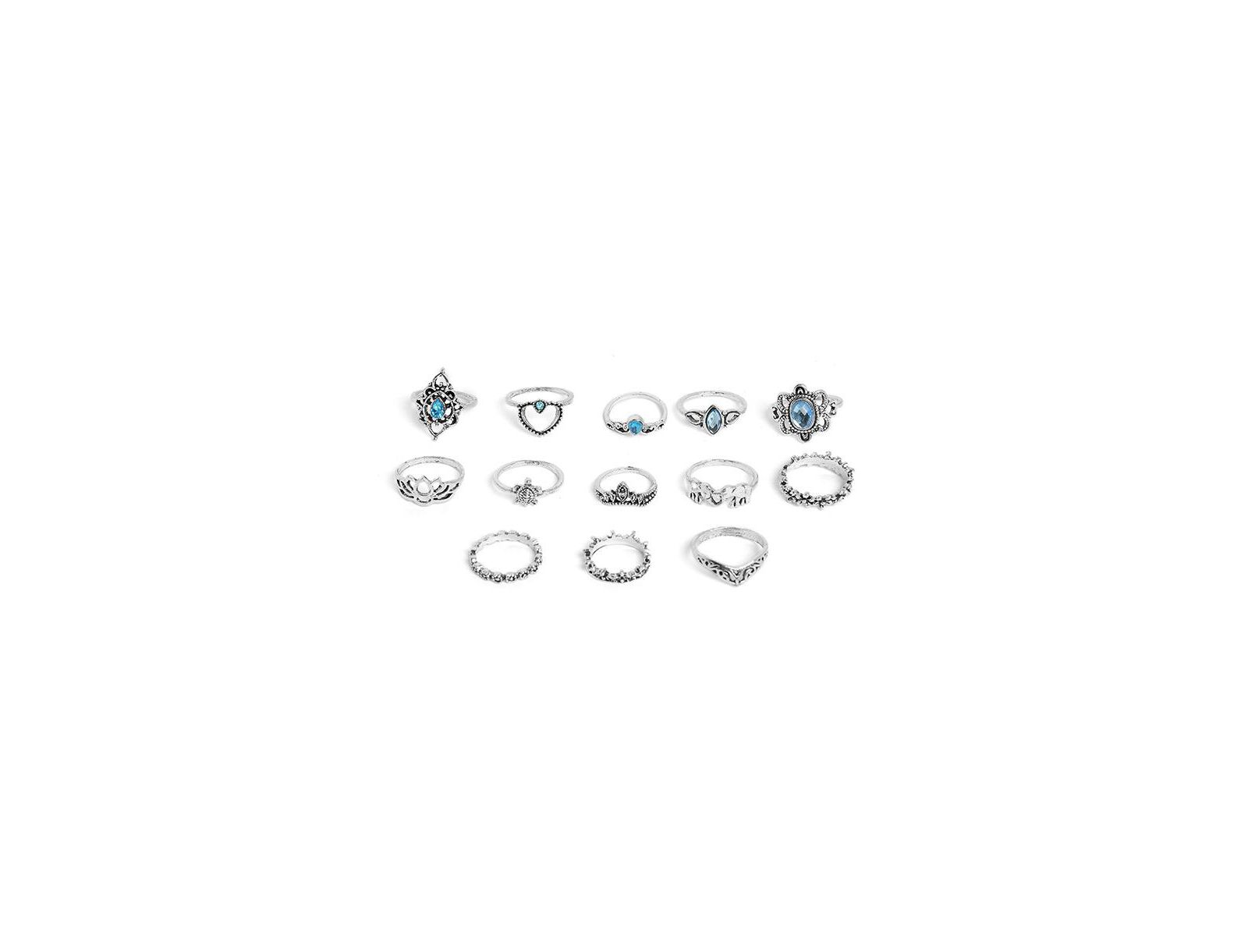 Кольца SOHI Women's Silver Pack Of 13 Oxidized