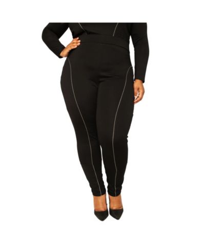 Брюки Poetic Justice Plus Size High Rise Ponte Moto Style Leggings