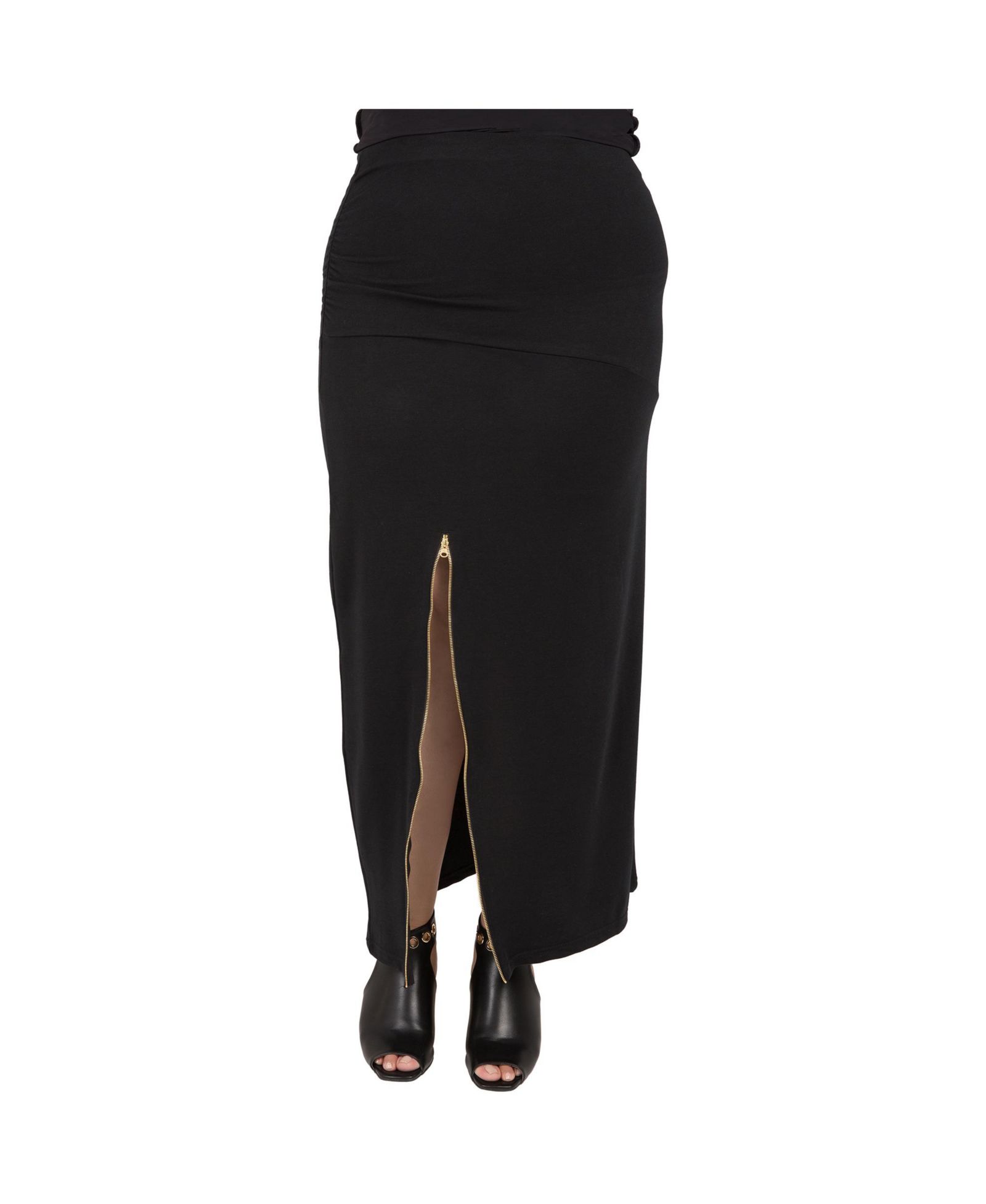 Poetic Justice Plus Size Zip-Up Slits Maxi Skirt