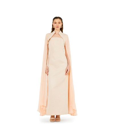 AMRI Women's Strapless Column Dress With Detachable Cropped Cape Jacket