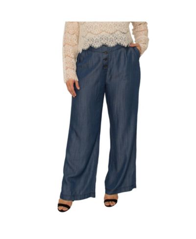 Женские брюки Standards & Practices Plus Size High Rise Dark Indigo Wide Leg Tencel