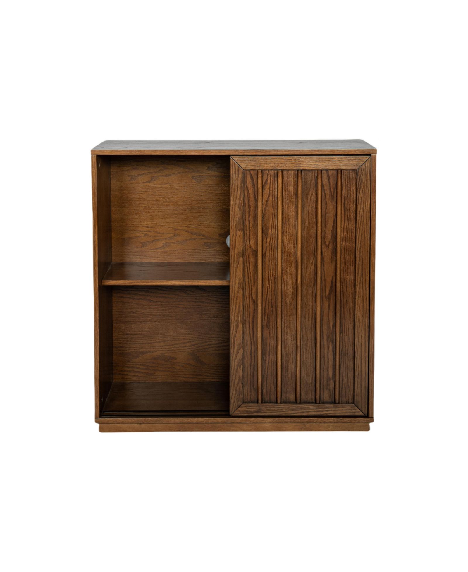 CASAINC Mid Century Cabinet with 2 Sliding Door & Solid Wood Decorative Strips