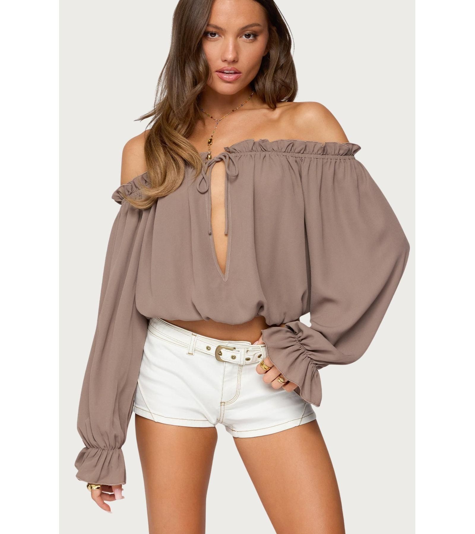 Женский шифоновый топ Edikted Juna Off Shoulder Ruffle