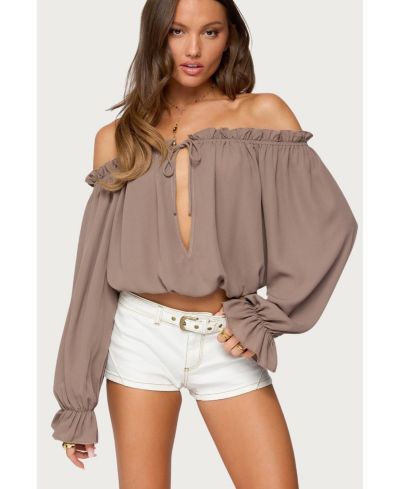 Женский шифоновый топ Edikted Juna Off Shoulder Ruffle