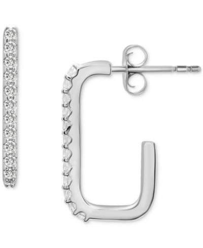 Wrapped серьги-кольца с бриллиантами Wrapped Diamond Rectangular в белом золоте 14k