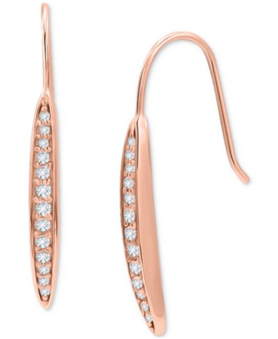 Линейные серьги Giani Bernini с фианитами в розовом золоте 18k