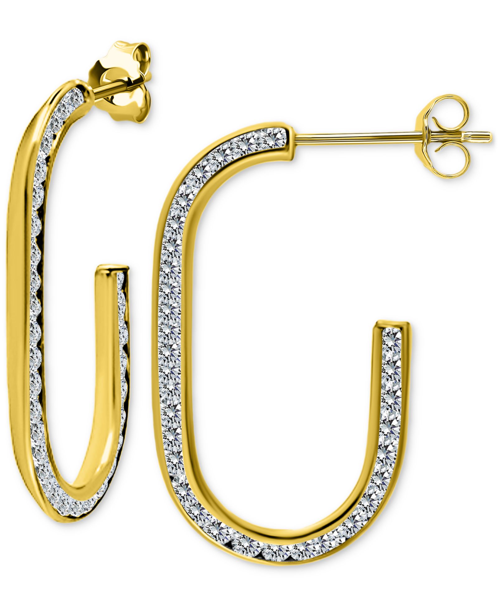 Серьги-кольца Giani Bernini Cubic Zirconia Channel-Set Oval Hoop в Sterling Silver