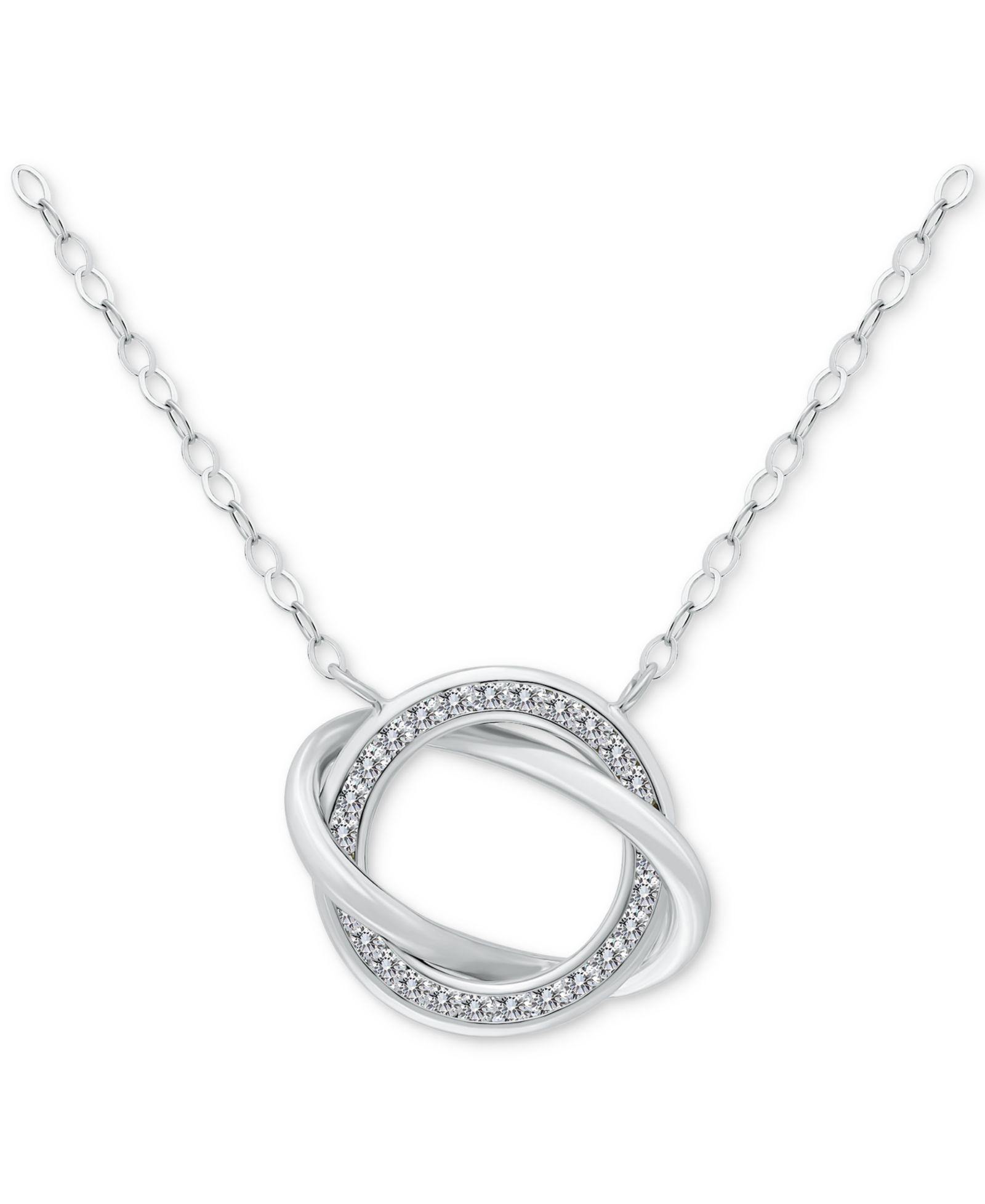 Подвеска-ожерелье Giani Bernini Cubic Zirconia Love Knot в Sterling Silver, 16" + 2" extender