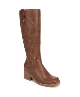 Embroidered Whiskey Brown Faux Leather
