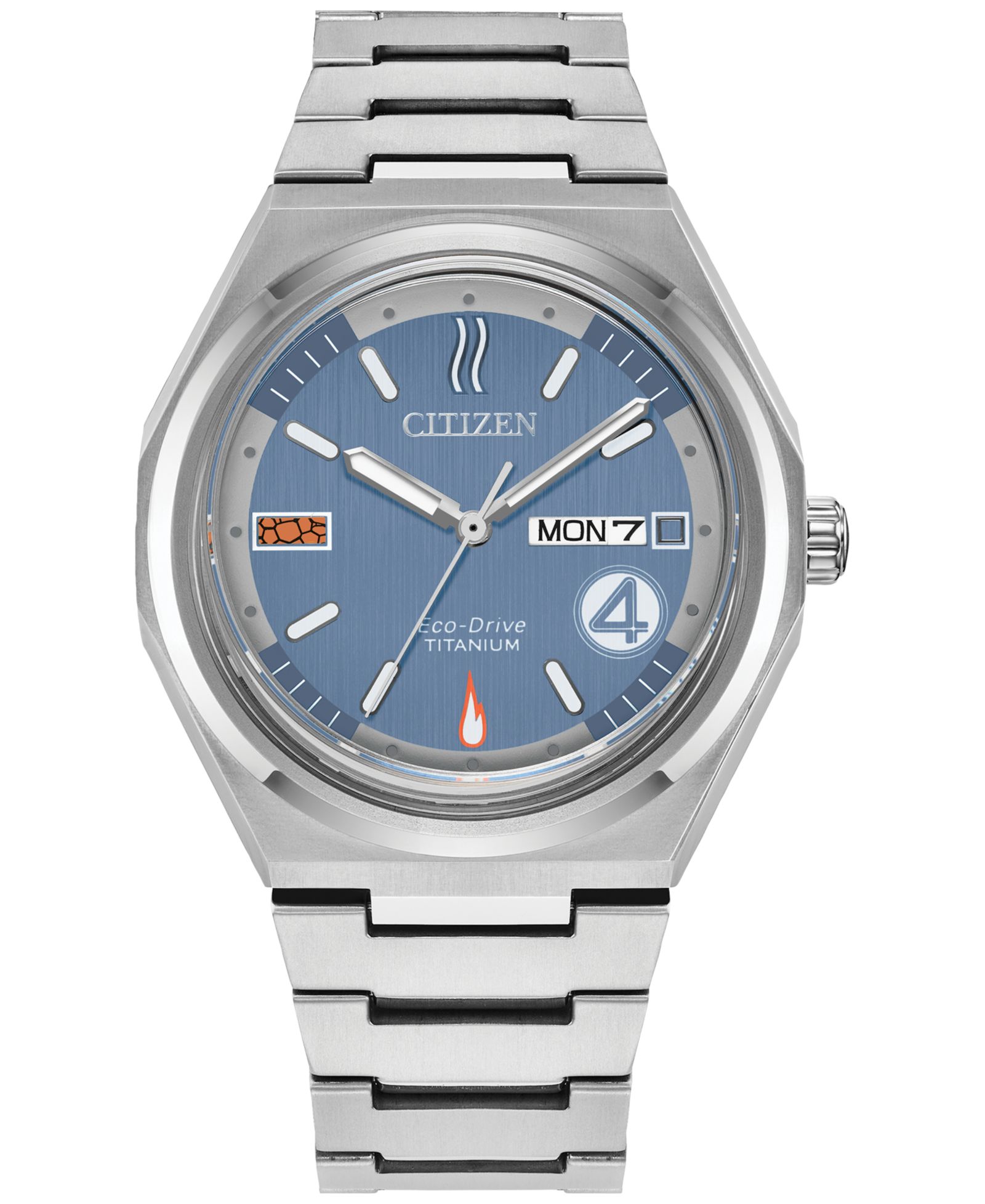 Мужские часы Citizen Eco-Drive Marvel Fantastic Four Zenshin, супер титан, серебристый браслет, 40mm, подарочный набор