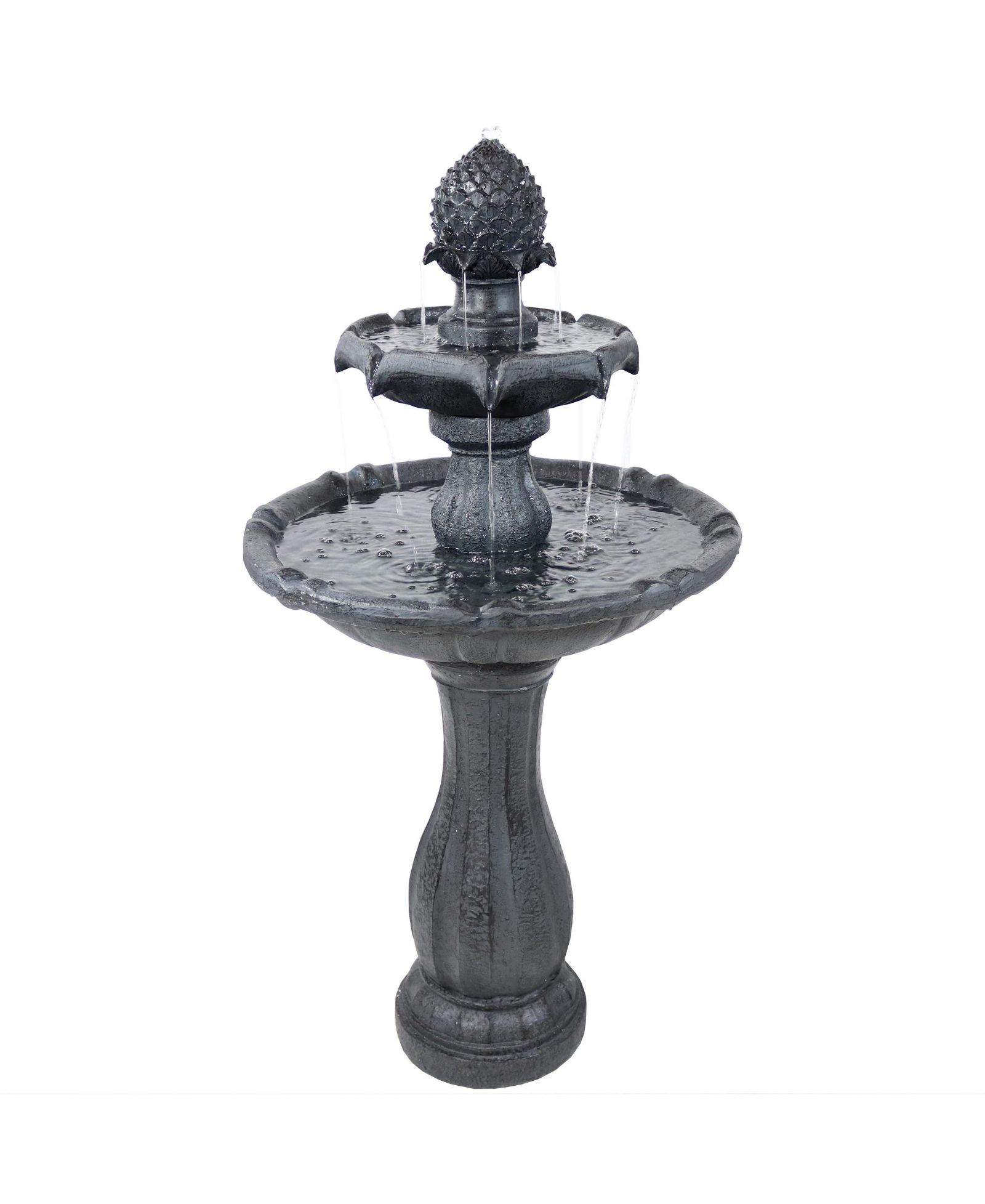 Солнечный фонтан Sunnydaze Decor в виде ананаса, 46" H, 2 яруса
