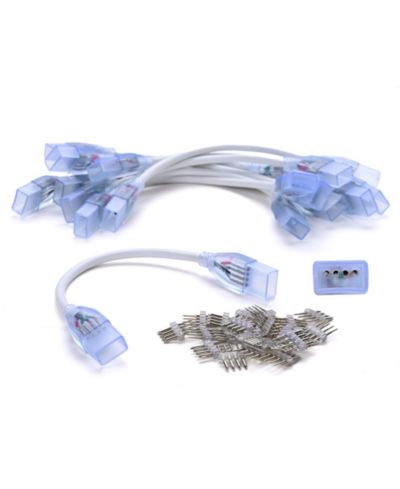 DELight 10 Pieces 4 Wire Splice Connector with Extension Cord for DELight Multi-color(16) LED Neon Rope Light DSL003